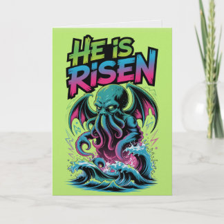 Carte He Is Risen Cthulhu Easter Card Funny Horror 