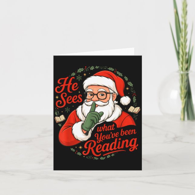 Carte He Sees What You've Been Reading Funny Bookish Chr (Devant)