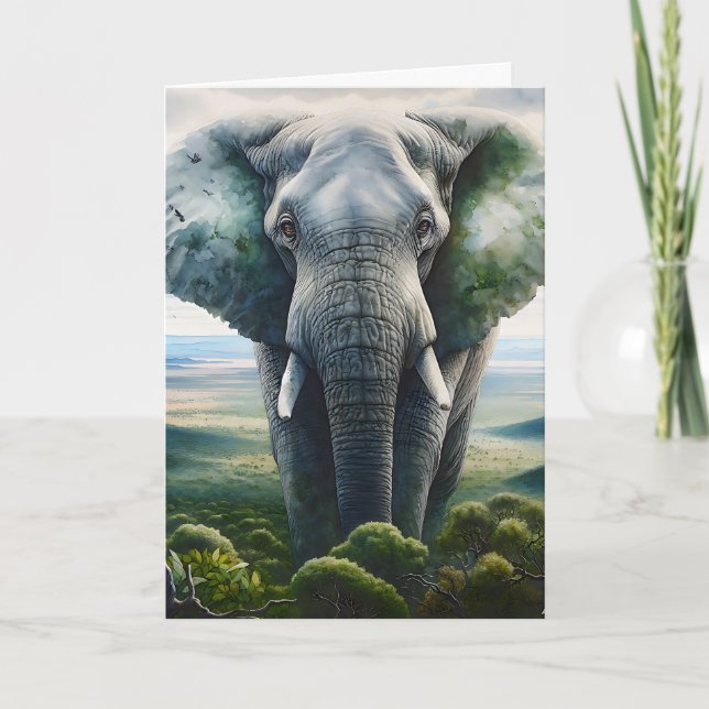 Carte Hé Toi, Je Dis Salut ! | Eléphant mignon (Devant)