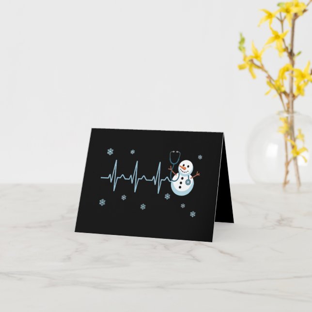 Carte Hearbeat Nurse Snowman Noël (Fleur jaune)