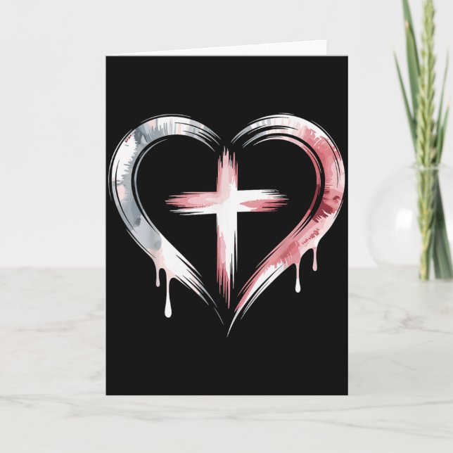 Carte Heart Cross Christian Faith Love  (Devant)