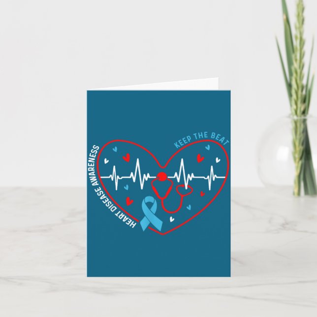 Carte Heart Disease Awareness Heartbeat Survivor Warrior (Devant)