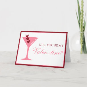 Carte Heart Martini Fête de la Saint-Galentin Rouge et r