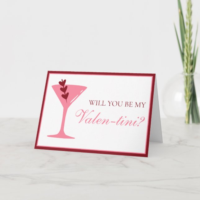 Carte Heart Martini Fête de la Saint-Galentin Rouge et r (Devant)