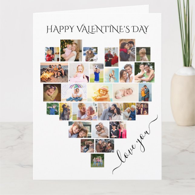 Carte Heart Photo Collage Love You Script Valentine's (Devant)