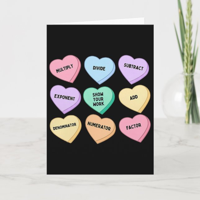 Carte Hearts Candy Math Teacher Valentine Day Algebra Ge (Devant)