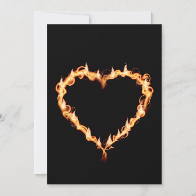 Carte HEAT NOIR HEART fire burning (Devant)