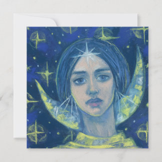 Carte Hecate, Déesse Lune Pastel Peinture Imaginaire Art