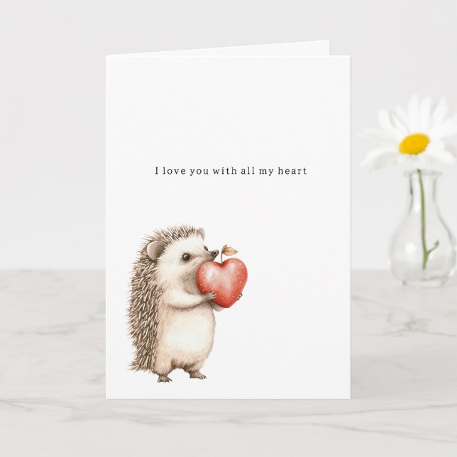 Carte Hedgehog All My Heart Love (Petite plante)