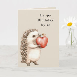 Carte Hedgehog Apple Coeur Anniversaire
