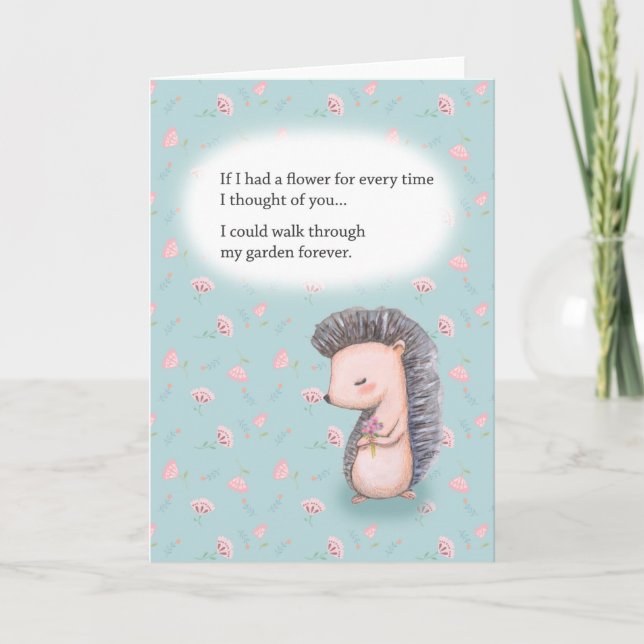 Carte Hedgehog Je t'aime Anniversaire de la Saint Valent (Devant)