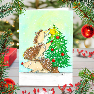 Carte Hedgehog Merry Christmas greeting card by N. Janes