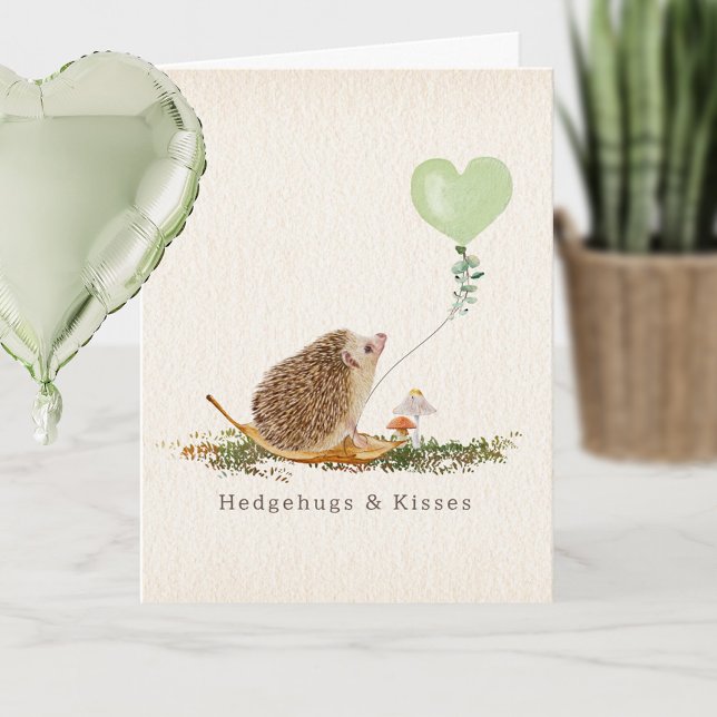 Carte Hedgehugs & Kisses Hedgehog Champignons Valentine (Créateur téléchargé)