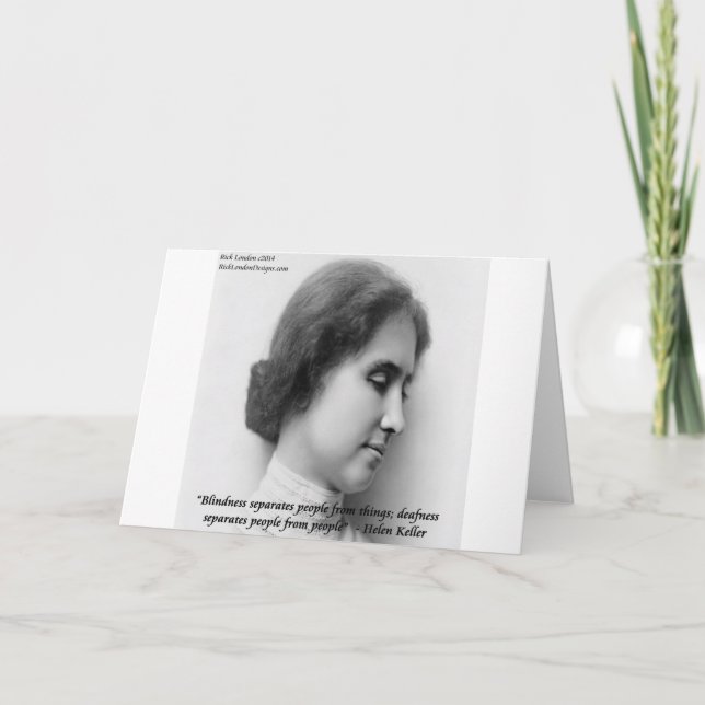 Carte Helen Keller et Célèbre Citation Sourde/Aveugle (Devant)