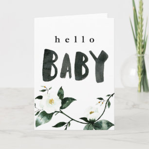 Carte Hello Baby Watercolor Floral