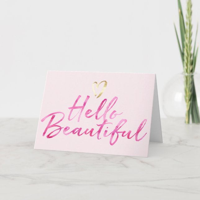Carte Hello Beautiful avec Gold Heart (Devant)