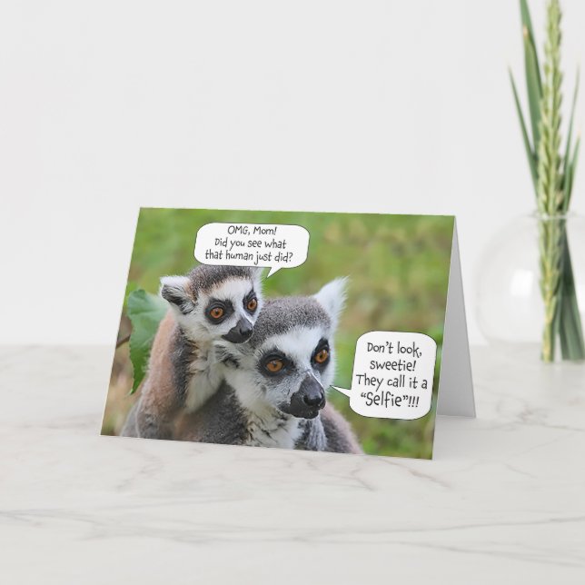 Carte Hello | Cute Funny Animal Humour Selfie Plai (Devant)