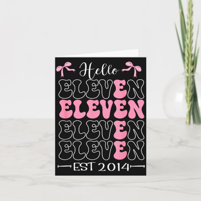 Carte Hello Eleven Est 2014 11th Birthday Girl Coquette  (Devant)