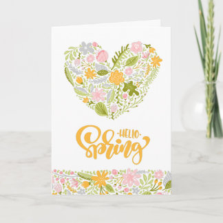 Carte Hello Spring Greeting Card with Floral Heart