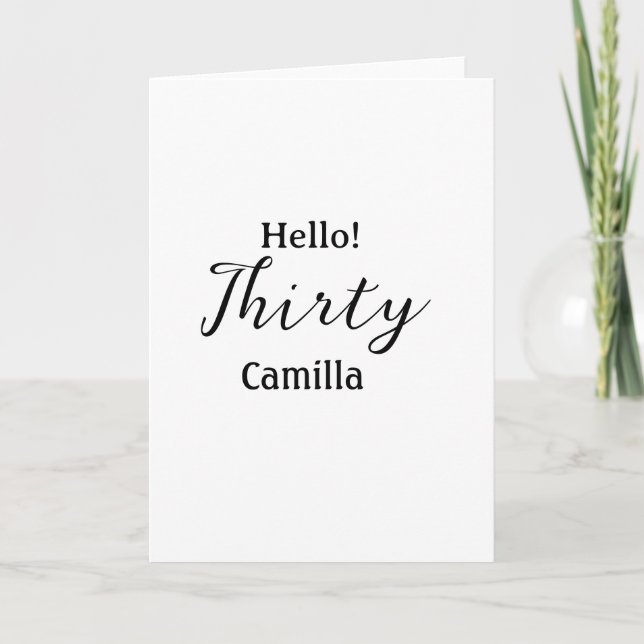 Carte Hello thirty birthday name simple minimal elegant  (Devant)