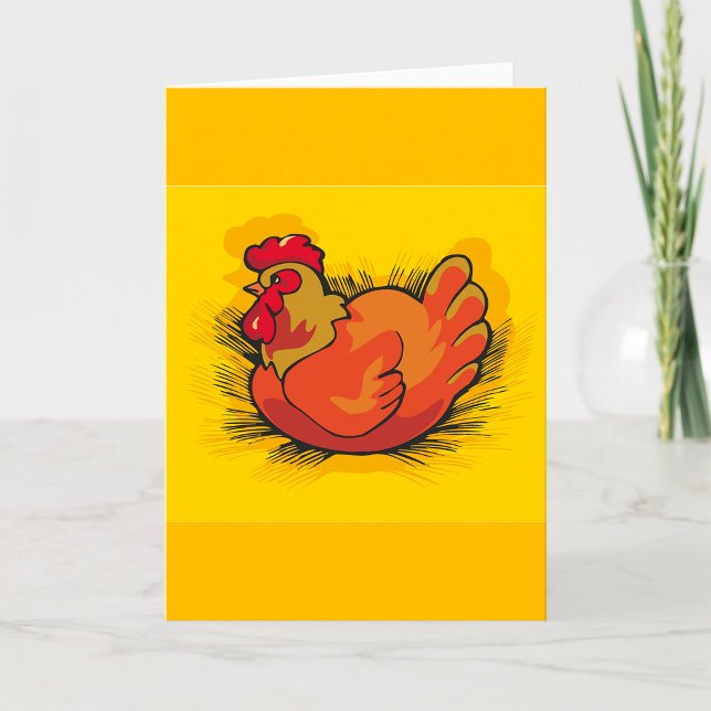 Carte Hen sur le nid Bright Farmyard Chicken (Créateur téléchargé)