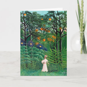 Carte Henri Rousseau - Une femme marche dans une forêt e