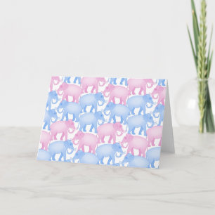 Carte Herbe d'éléphants en rose et bleu