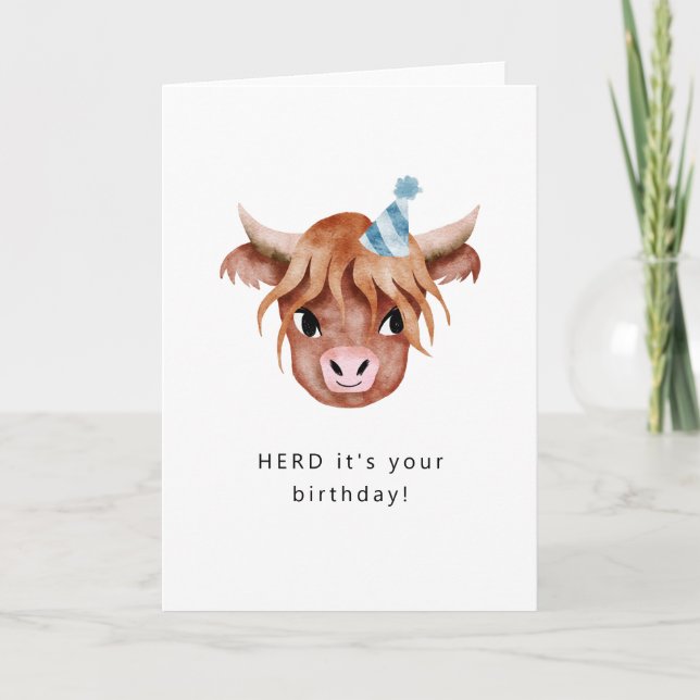 Carte Herd C'est ton anniversaire vache Highland (Devant)