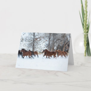 Carte Herd of Horses Running in Snow
