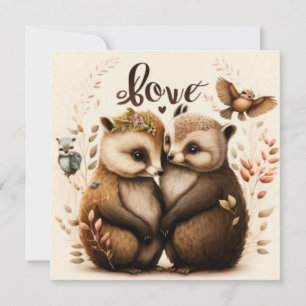 Carte hérisson amoureux