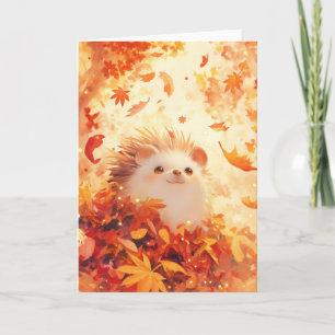 Carte Hérisson heureux aux feuilles bruissantes