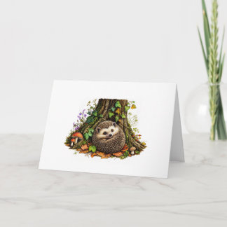 Carte Hérisson heureux sous un arbre