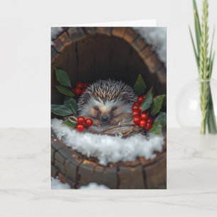 Carte Hérisson mignon bonheur d'hiver