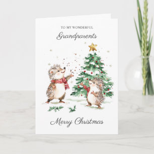 Carte Hérisson Noël Grands-parents