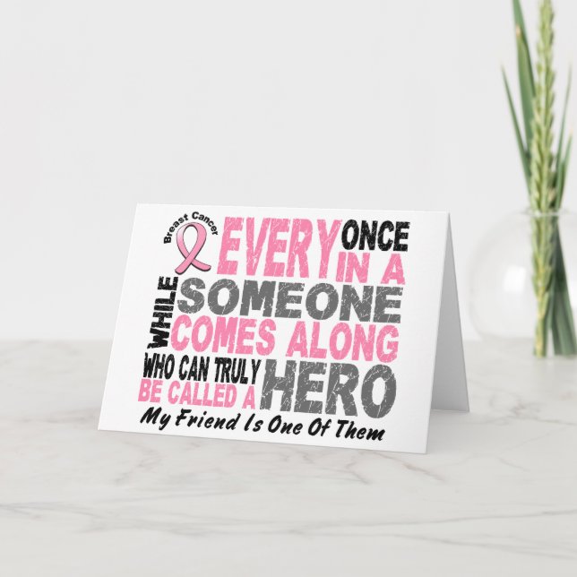 Carte HERO VIENT LE LONG 1 Ami T-shirt CANCER DU SEIN (Devant)