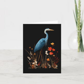 Carte Héron bleu floral Fleur sauvage Observation des oi