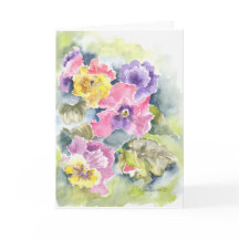 Carte heureuse d'aquarelle de pensées du jour de