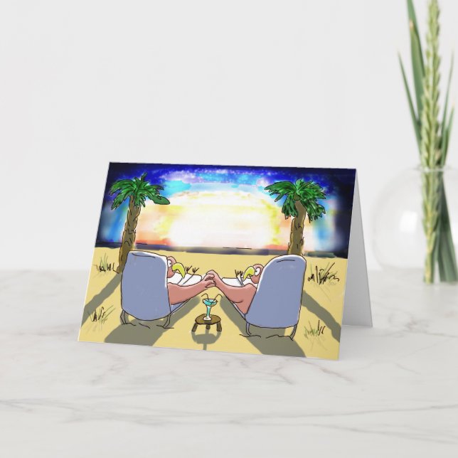 Carte heureuse de couples de Flamant rose de rose (Devant)