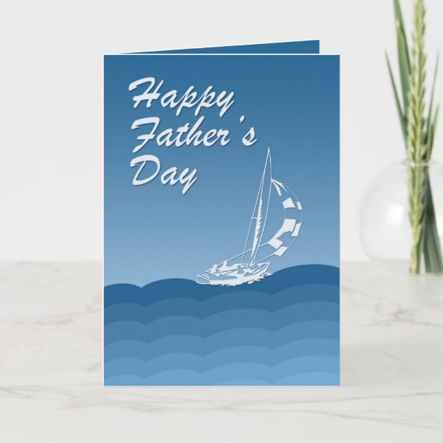 Carte heureuse de fête des pères avec le yacht de  (Devant)