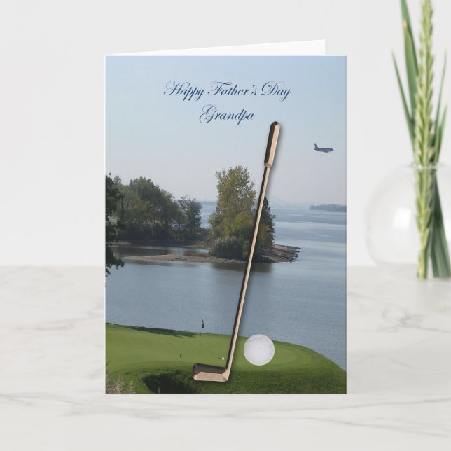 Carte heureuse de grand-papa de golf de fête des (Devant)