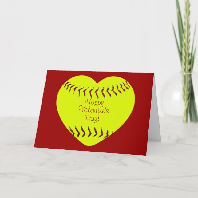 Carte heureuse de jour de Valentines du base-ball (Devant)