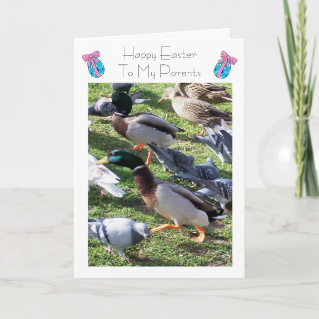 Carte heureuse de maman et de papa de Pâques - (Devant)