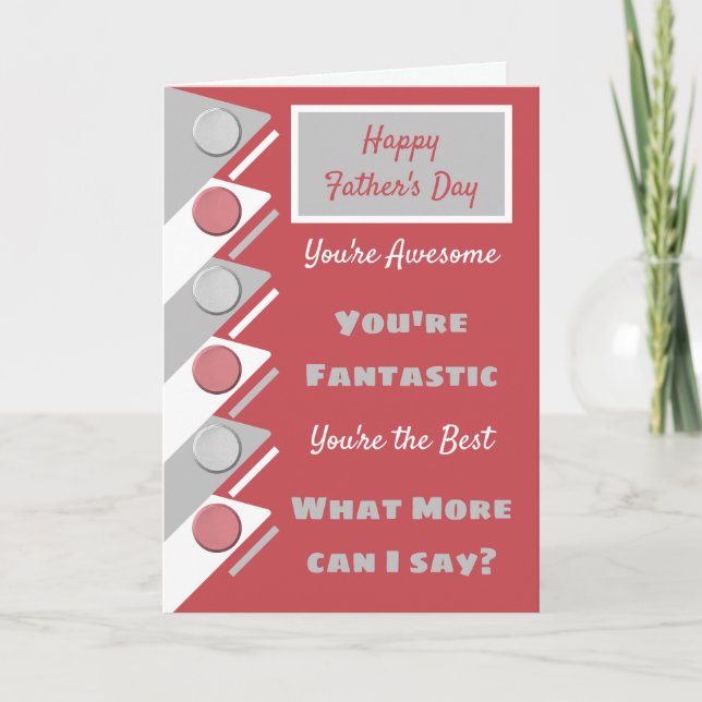 Carte Heureuse Fête des pères tu es super rouge gris (Devant)