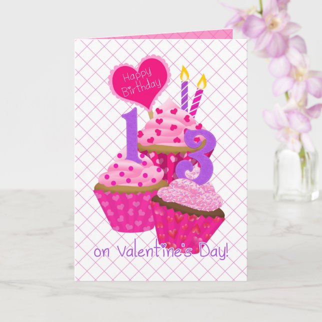 Carte Heureuse Sainte-Valentin 13e anniversaire pour fil (Orchidée)
