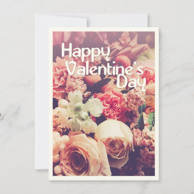 Carte Heureuse Sainte-Valentin avec Bouquet de fleurs Vi (Devant)