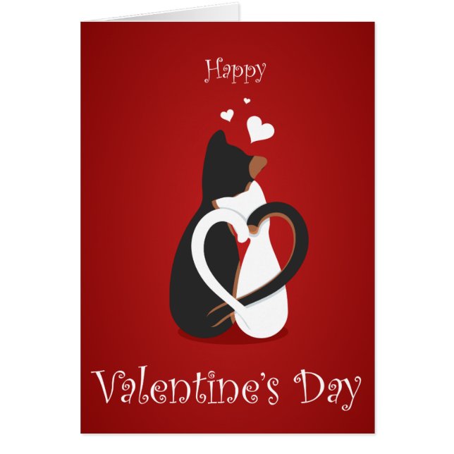 Carte Heureuse Sainte-Valentin avec chats d'amour (Devant)