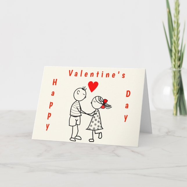 Carte Heureuse Sainte-Valentin avec couple romanti (Devant)