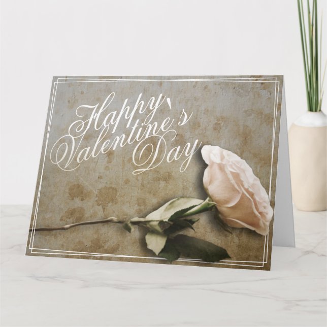 Carte Heureuse Sainte-Valentin avec Rose (Devant)