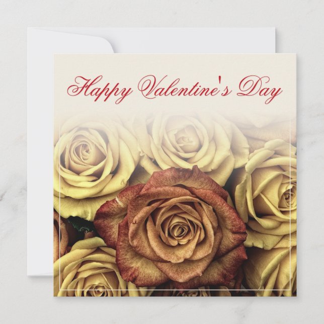 Carte Heureuse Sainte-Valentin avec Rosenbouquet jaune (Devant)