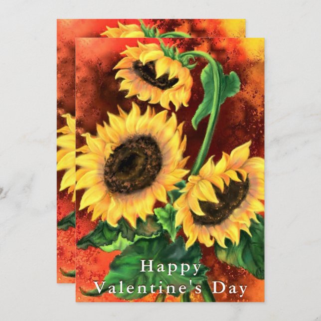 Carte Heureuse Sainte-Valentin avec tournesol (Devant / Derrière)